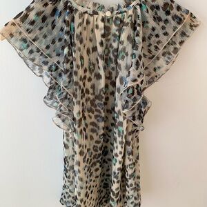 LOFT Multicolor Ruffle Sleeve Blouse